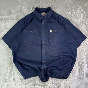 Carhartt Men's Rugged Flex Rigby Short Sleeve Work Shirt navy blue Size X-Large
